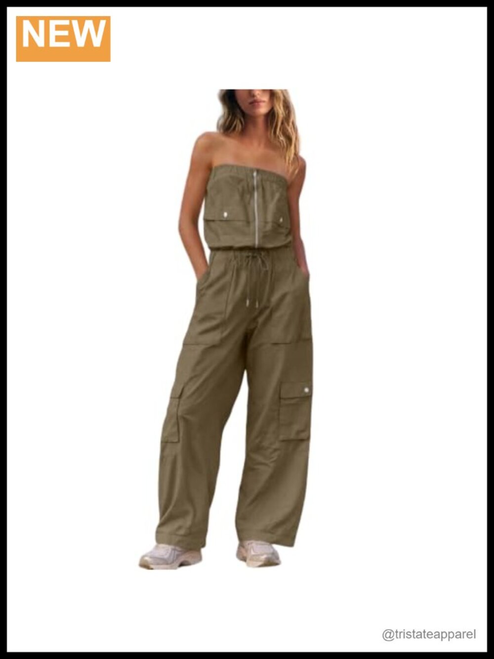 Womens Strapless Off Shoulder Jumpsuit Sleeveless Cargo One Piece